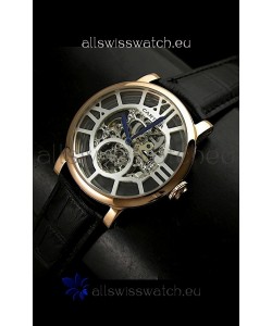 Cartier Ronde de Japanese Replica Watch in Skeleton Silver Dial