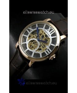 Cartier Ronde de Japanese Replica Watch in Skelton Gold Dial