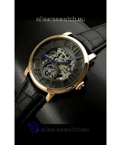 Cartier Ronde de Japanese Replica Watch in Skelton Black Dial