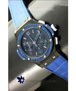 Hublot Big Bang All Black Edition in Purple Strap and Baguette Diamonds Bezel