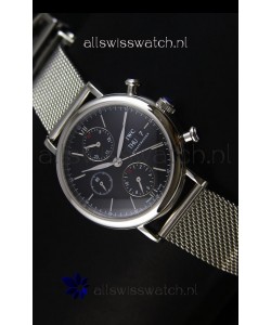 IWC Portofino Chronograph Swiss Watch in Mesh Strap Black Dial 