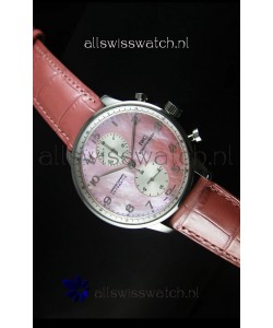 IWC Portuguese Chronograph Swiss Replica Watch in Pink Pearl Dial - 1:1 Mirror Replica Edition