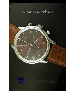 IWC Portuguese Chronograph Swiss Replica Watch in Steel Case - 1:1 Mirror Replica Edition