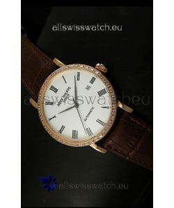 Patek Philippe Calatrava 5120 Swiss Replica Watch in Pink Gold Casing - Roman Hours