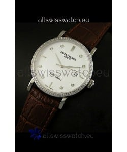 Patek Philippe Calatrava 5298 Swiss Replica Watch in Steel Casing - Diamonds Hours