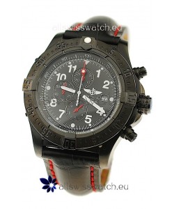 Breitling Chronograph Chronometre Japanese Replica PVD Watch in Black Strap
