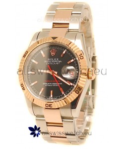 Rolex Datejust Turn O Graph Japanese Rose Gold Watch in Black Dial