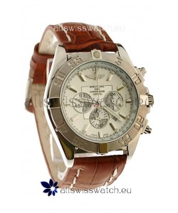 Breitling Chronograph Chronometre Japanese Replica Watch in Brown Strap