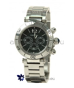 Cartier Pasha Seatimer Swiss Replica Automatic Watch in Black Dial