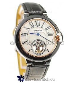 Ballon Bleu De Cartier flying Tourbillon Japanese Replica Watch in White Face