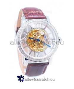 Ronde De Cartier Skeleton Watch in Diamond Bezel