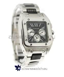 Cartier Santos 100 Japanese Replica Watch in Black Dial