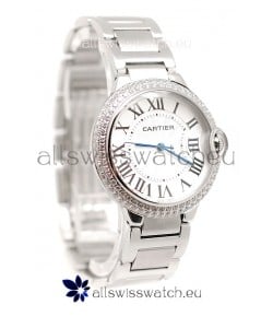 Ballon De Cartier Swiss Replica Mid Sized Watch in Diamond Bezel
