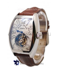 Franck Muller Aeternitas Tourbillon Swiss Replica Gold Watch in Brown Strap