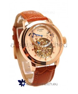 Glashutte Panaomatic Regulator Tourbillon Japanese Replica Pink Gold Watch