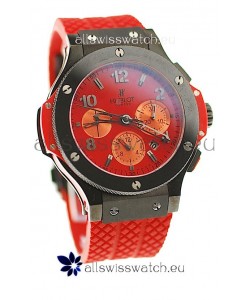 Hublot Big Bang Swiss Watch in Red Dial Ceramic Bezel