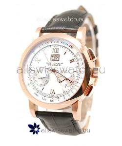 A. Lange & Sohne Datograph Flyback Swiss Replica Rose Gold Watch in White Dial