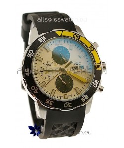IWC Aquatimer Chronograph Japanese Replica PVD Watch in Black/Yellow Bezel