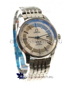 Omega Co Axial De Ville Hour Vision Swiss Replica Watch in White Dial