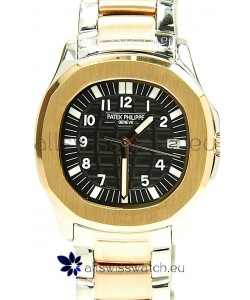 Patek Philippe Aquanaut Two Tone Ladies Gold Watch in Black Dial