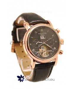 Patek Philippe Grand Complications Tourbillon Gold Watch in Black Dial