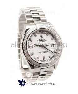 Rolex Day Date Silver Japanese Mens Watch