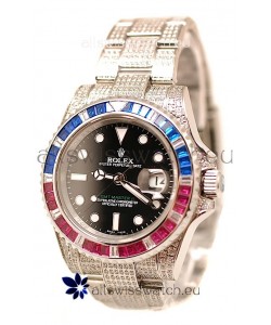 Rolex GMT Masters II 2011 Edition Swiss Replica Watch with Diamonds Casing and Bezel