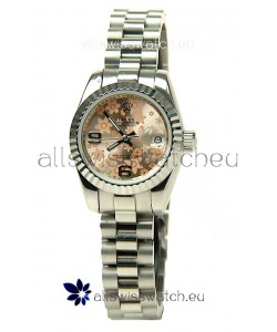 Rolex Datejust Floral Motif Ladies Swiss Replica Watch