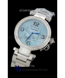 Cartier Pasha de Swiss Replica Automatic Watch in Light Blue Dial