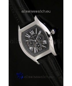 Cartier Tortue Japanese Replica Watch in Black Strap