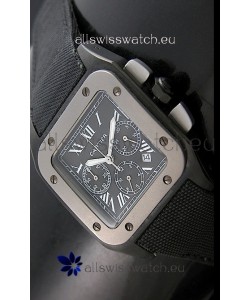 Cartier Santos Japanese Replica Watch in Black Dial