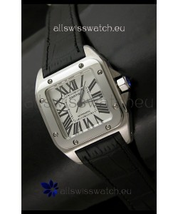 Cartier Santos in Swiss Replica Automatic Watch in Black Strap