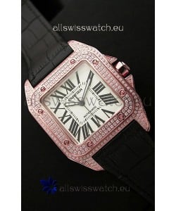 Cartier Santos 100 Swiss Automatic Replica Watch in Rose Gold