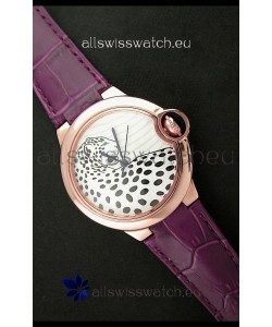 Ballon De Cartier Watch with Purple Leather Strap