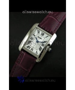 Cartier Louis Japanese Replica Ladies Watch in Red Wine Strap