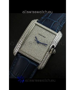 Cartier Tank Anglaise Ladies Replica Watch in Steel/Purple Strap
