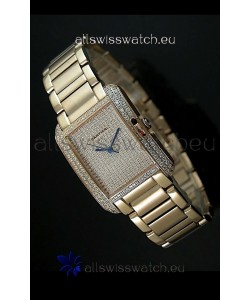 Cartier Tank Anglaise Ladies Replica Watch in Yellow Gold Case/Strap