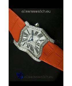 Cartier Tank Folle Ladies Replica Watch in Steel Case/Orange Strap