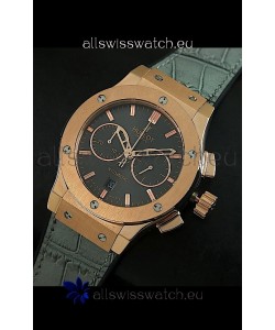 Hublot Big Bang Classic Fusion Swiss Replica Rose Gold Watch in Grey Strap