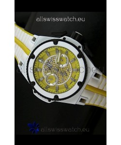 Hublot King Power Ferrari Edition Swiss Replica Watch - White/Yellow Strap
