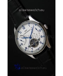 IWC Portuguese FA Jones Japanese Replica Watch in White Dial with Tourbillon