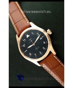 IWC Fliegeruhr International Watch Co. Swiss Automatic Rose Gold Watch in Black Dial