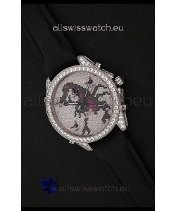 Five Time Zones J&C Clone Japanese Watch in Full Diamonds