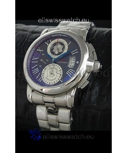 Mont Blanc Meisterstuck Star GMT Swiss Watch in Black Dial