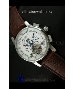 Mont Blanc Flying Tourbillon Japanese Replica Watch in White Dial