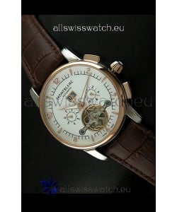 Mont Blanc Flying Tourbillon Japanese Replica Watch with Gold Bezel