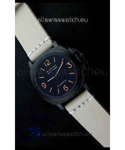 Panerai Luminor Marina Black Seal PVD Swiss Watch Tan Strap