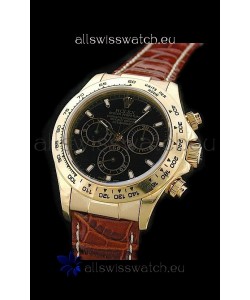 Rolex Daytona Cosmograph Swiss Replica Gold Watch in Black Dial