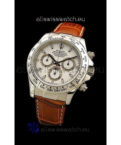 Rolex Daytona Cosmograph Swiss Replica Steel Watch in White Dial