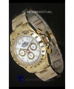 Rolex Daytona Japanese Replica Gold Watch in White Dial